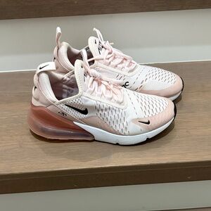 Nike Women's Air Max 270 in Light Pink with Black Swoosh